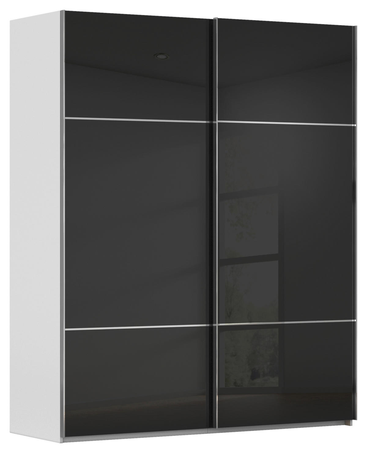 SCHWEBETÜRENSCHRANK in Grau, Schwarz  - Chromfarben/Schwarz, Konventionell, Glas/Holzwerkstoff (162/223/68cm) - Novel