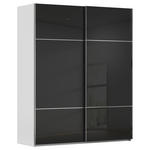 SCHWEBETÜRENSCHRANK 162/223/68 cm 2-türig Grau, Schwarz  - Chromfarben/Schwarz, KONVENTIONELL, Glas/Holzwerkstoff (162/223/68cm) - Novel
