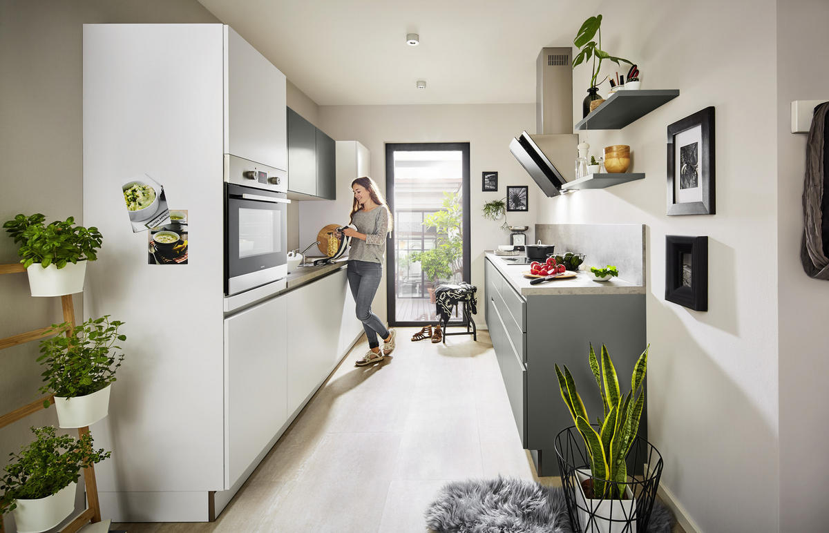 EINBAUKÜCHE MANHATTAN UNI  - Weiß/Grau, Design, Holzwerkstoff - Nolte Küchen