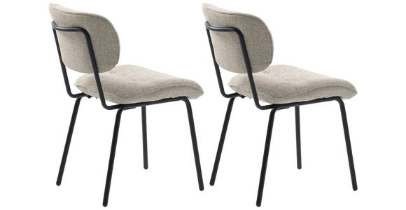 STUHL-SET 2 Stück  ,  , Bouclé  ,  - Creme/Schwarz, MODERN, Textil/Metall (50/98/50cm) - Carryhome
