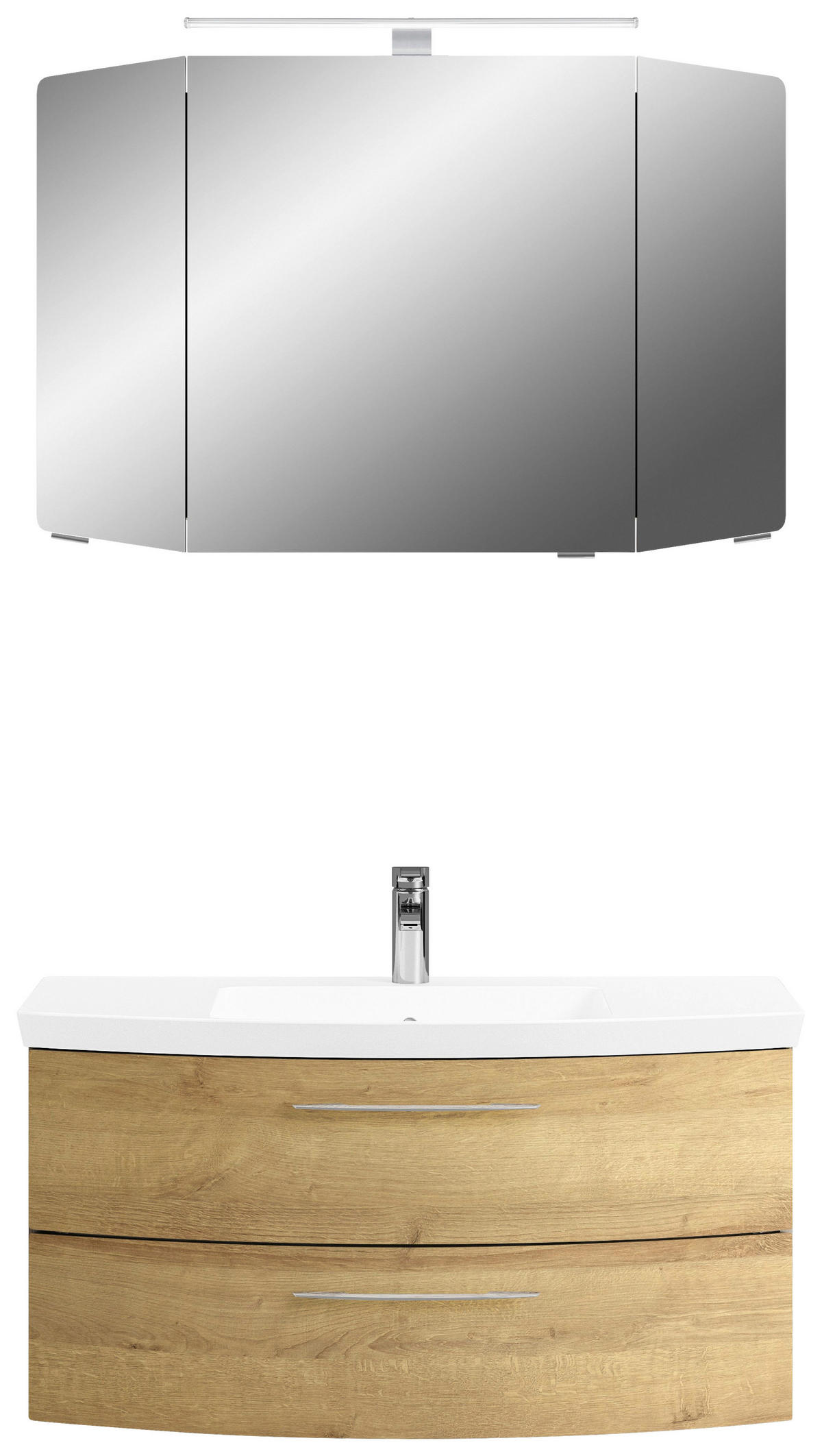 BADEZIMMER 3-teilig  in 101 cm  - Chromfarben/Eichefarben, KONVENTIONELL, Glas/Holzwerkstoff (101cm) - Pelipal