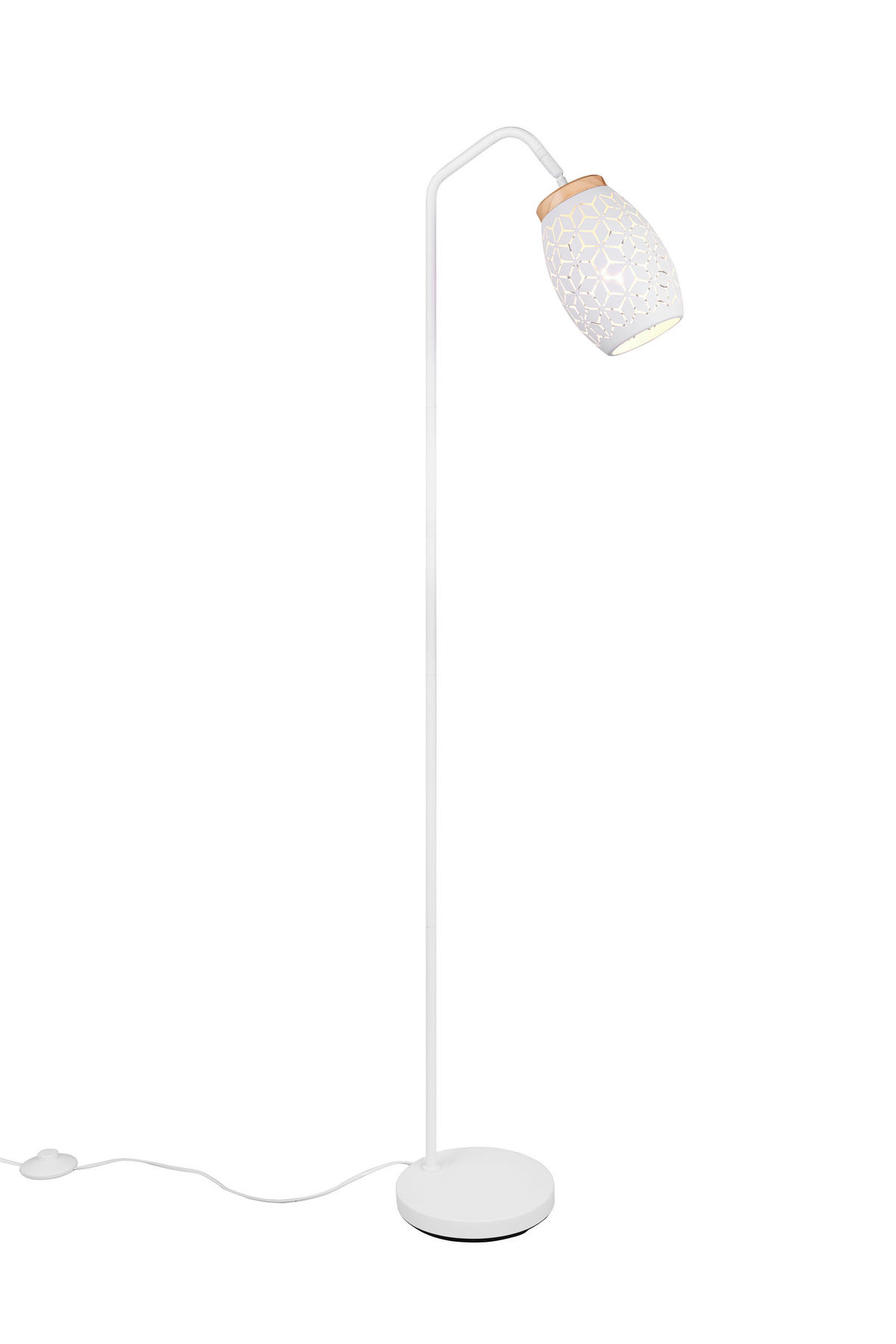 STEHLEUCHTE - Weiss/Kieferfarben, Trend, Holz/Metall (22/147cm)