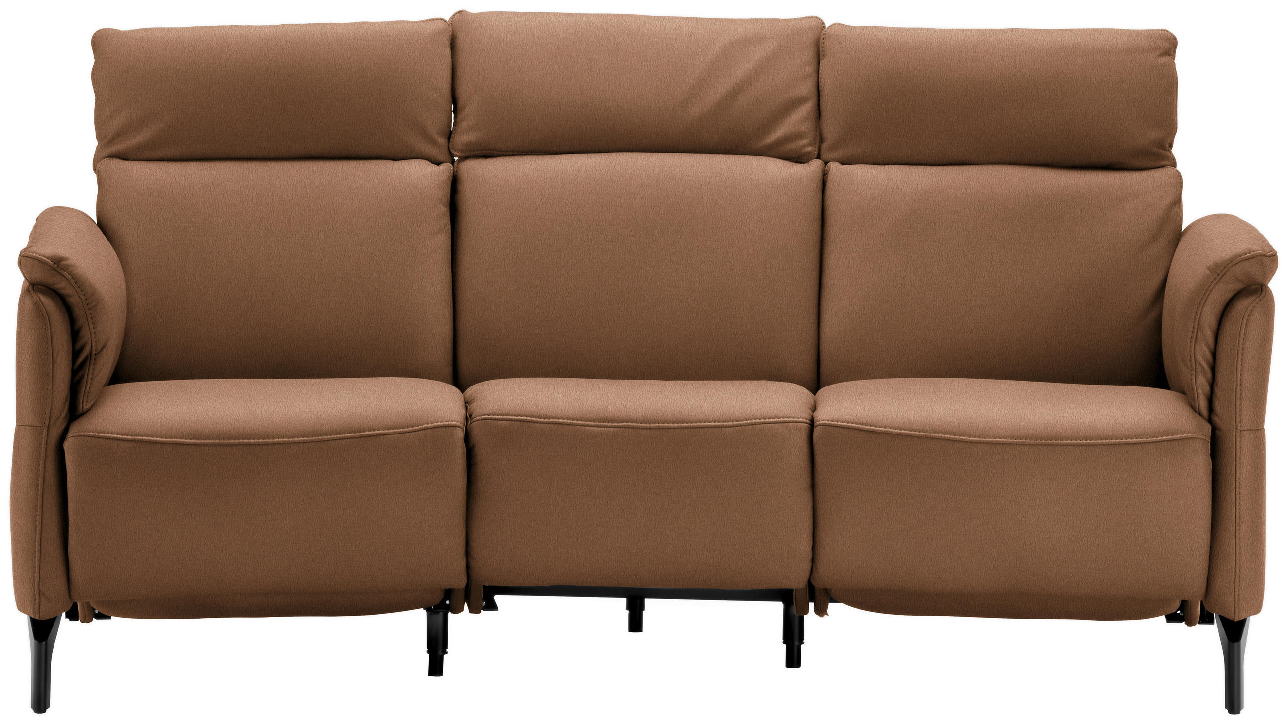 TRAPEZSOFA in Mikrofaser Hellbraun  - Hellbraun/Schwarz, KONVENTIONELL, Textil/Metall (221/103/95cm) - Dieter Knoll