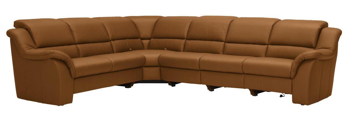 ECKSOFA  in Echtleder Cognac  260/324 cm  - Cognac/Schwarz, KONVENTIONELL, Leder/Kunststoff (260/324cm) - Cantus