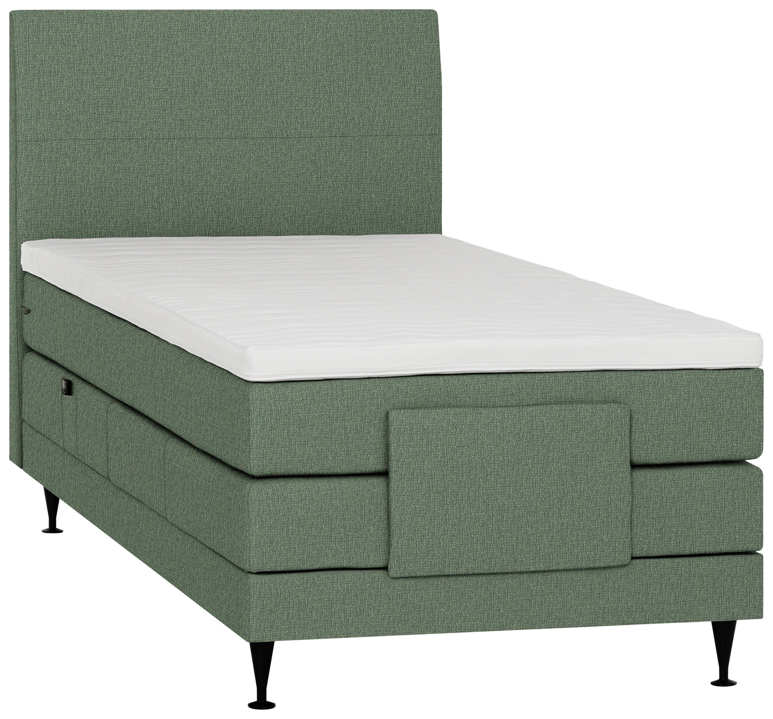 BOXSPRINGBETT 120/200 cm,  in Graugrün, Matratze, Topper, motorische Verstellbarkeit, Fernbedienung, H5 = hart  - Schwarz/Graugrün, KONVENTIONELL, Holzwerkstoff/Textil (120/200cm) - Welnova