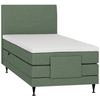 BOXSPRINGBETT 120/200 cm,  in Graugrün, Matratze, Topper, motorische Verstellbarkeit, Fernbedienung, H5 = hart  - Schwarz/Graugrün, KONVENTIONELL, Holzwerkstoff/Textil (120/200cm) - Welnova