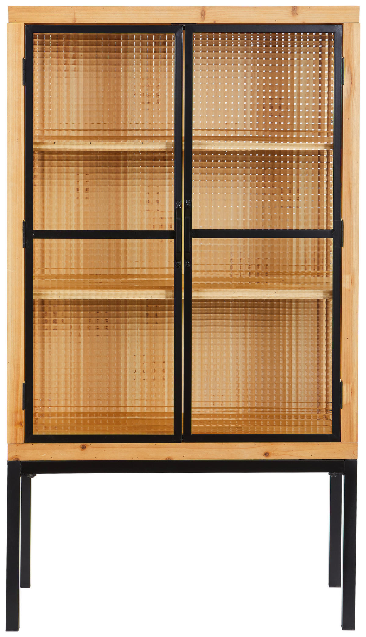 VITRÍNA, jedle, přírodní barvy, černá, 80/145/35 cm - černá/přírodní barvy, Design, kov/dřevo (80/145/35cm) - MID.YOU