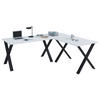 ECKSCHREIBTISCH 160/50/76 cm  in Schwarz, Weiss  - Weiss/Schwarz, Modern, Holzwerkstoff/Metall (160/50/76cm) - MID.YOU