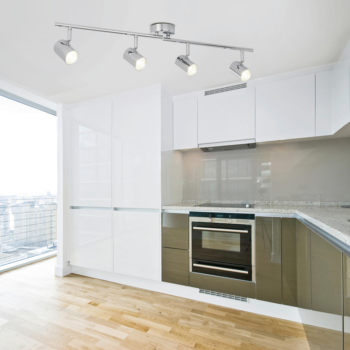 DECKENSTRAHLER Rollo 77/13/9 cm  - Klar/Chromfarben, Design, Glas/Metall (77/13/9cm)