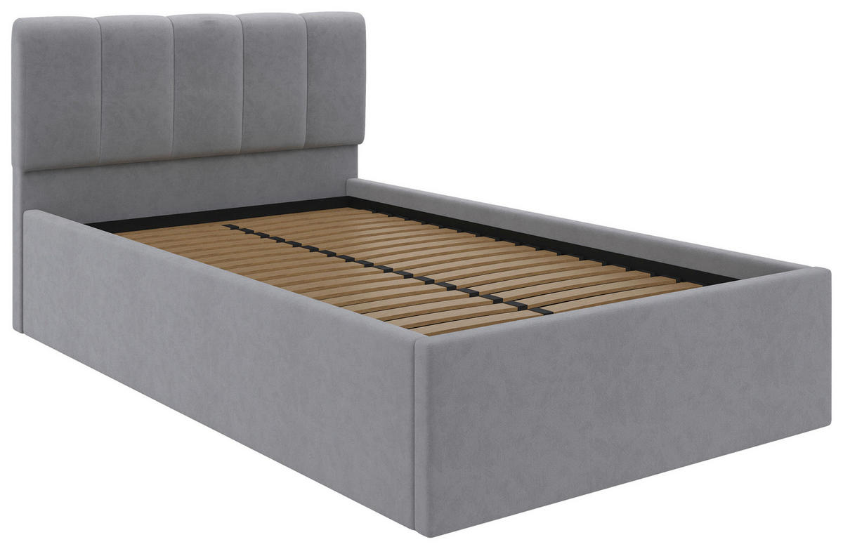 POLSTERBETT 120/200 cm  in Silberfarben  - Silberfarben/Schwarz, Design, Holz/Kunststoff (120/200cm) - Stylife