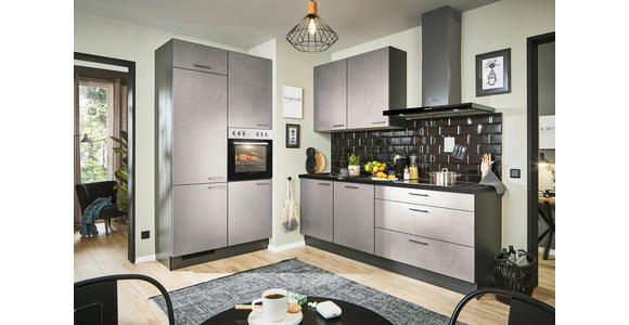 ECKKÜCHE 120/220 cm  in Graphitfarben, Grau, Schwarz  - Hellgrau/Schwarz, Design, Holzwerkstoff/Metall (120/220cm) - Xora