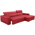 ECKSOFA DUA in Echtleder Rot  293/170 cm  - Chromfarben/Rot, Design, Leder/Metall (293/170cm) - Novel