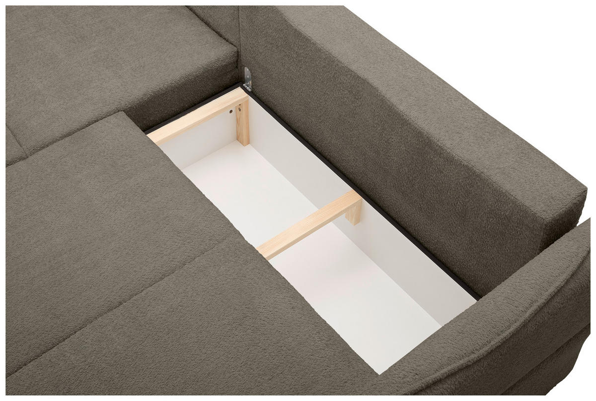 ECKSOFA in Chenille Taupe  - Taupe/Schwarz, Konventionell, Kunststoff/Textil (193/233cm) - Carryhome