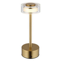 AKKU-TISCHLEUCHTE SHIRA 8/23,5 cm  - Klar/Messingfarben, Design, Kunststoff/Metall (8/23,5cm) - Globo