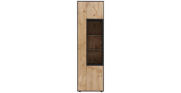 VITRINE in vollmassiv Eiche Anthrazit, Eichefarben - Eichefarben/Anthrazit, Natur, Glas/Holz (60/206/39cm) - Valnatura