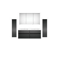 BADEZIMMER  in 180 cm  - Dunkelgrau/Weiß, KONVENTIONELL, Keramik/Holzwerkstoff (180cm) - Puris