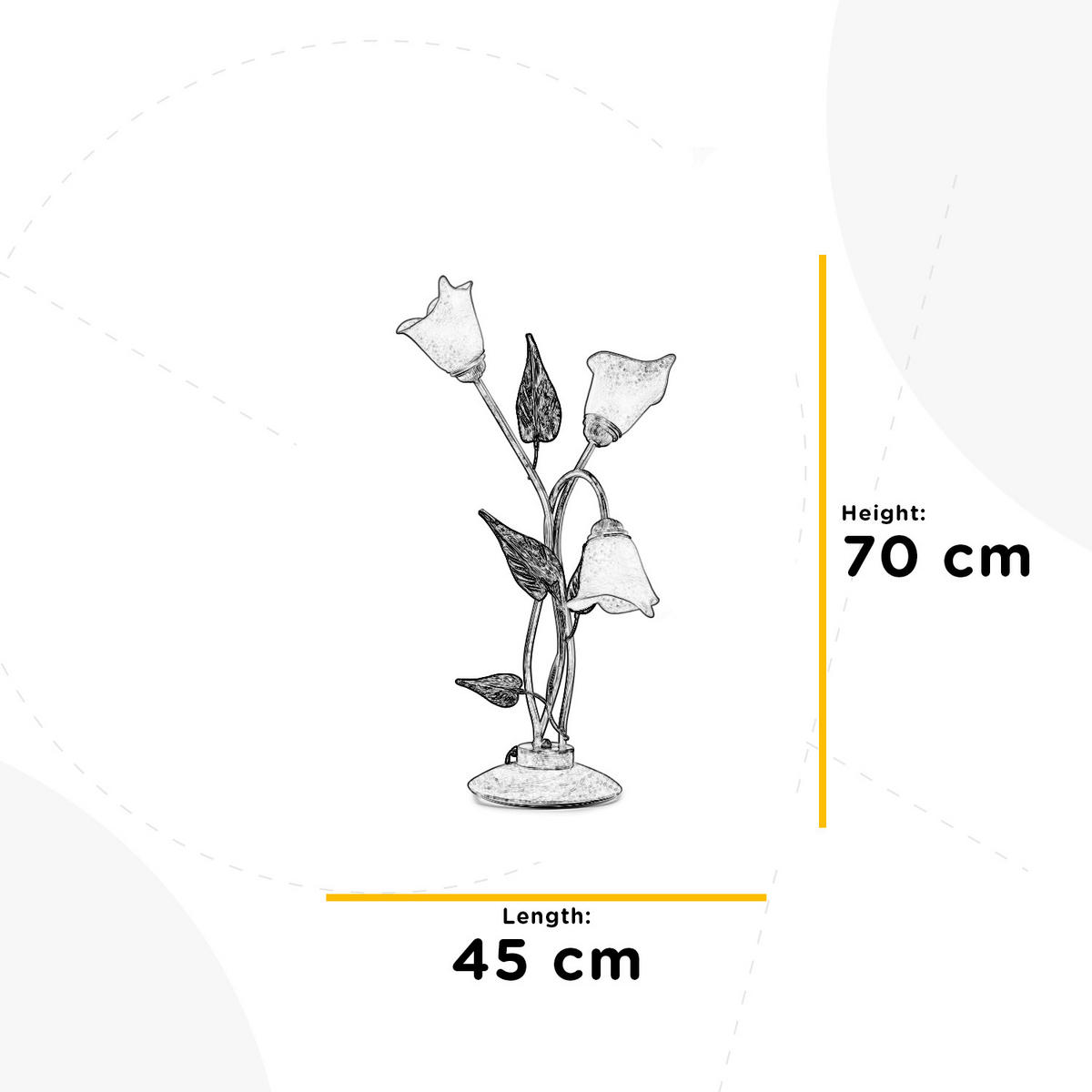 TISCHLEUCHTE 45/70 cm   - Beige/Weiß, Natur, Glas/Metall (45/70cm)