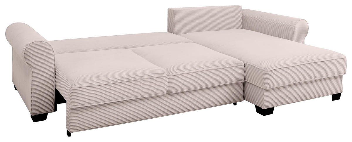 ECKSOFA in Cord Rosa  - Schwarz/Rosa, KONVENTIONELL, Kunststoff/Textil (318/197cm) - MID.YOU