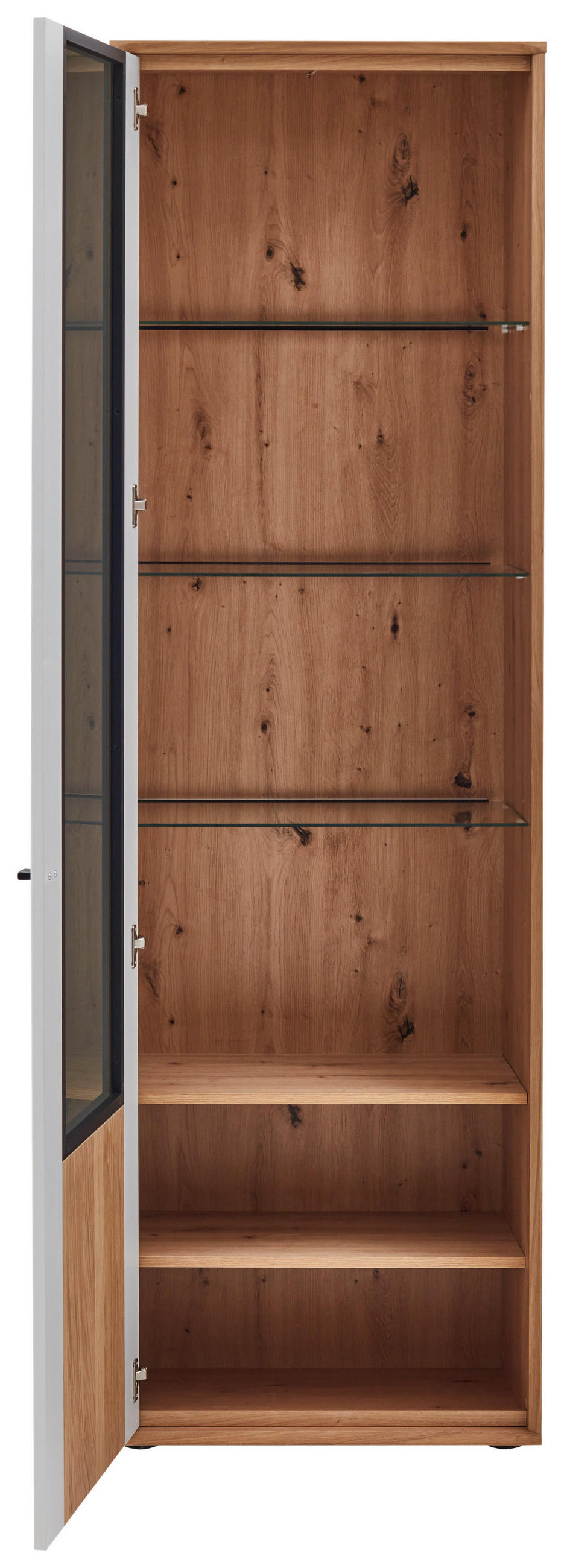 VITRINE Weiss, Eiche Bianco  63,8/206,9/38,6 cm  - Weiss/Eiche Bianco, Design, Glas/Holz (63,8/206,9/38,6cm) - Novel