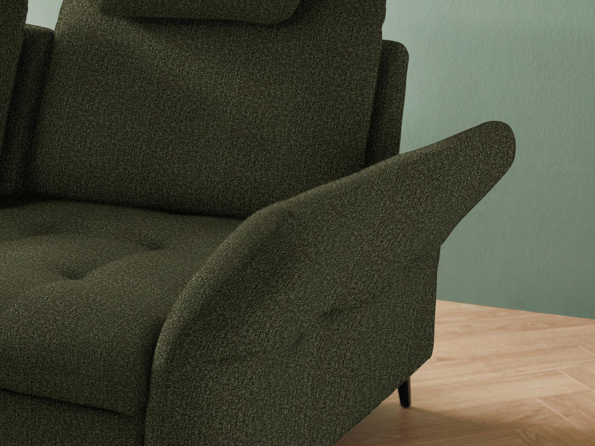 ECKSOFA in Struktur Olivgrün  - Schwarz/Olivgrün, Natur, Textil/Metall (233/288cm) - Valnatura