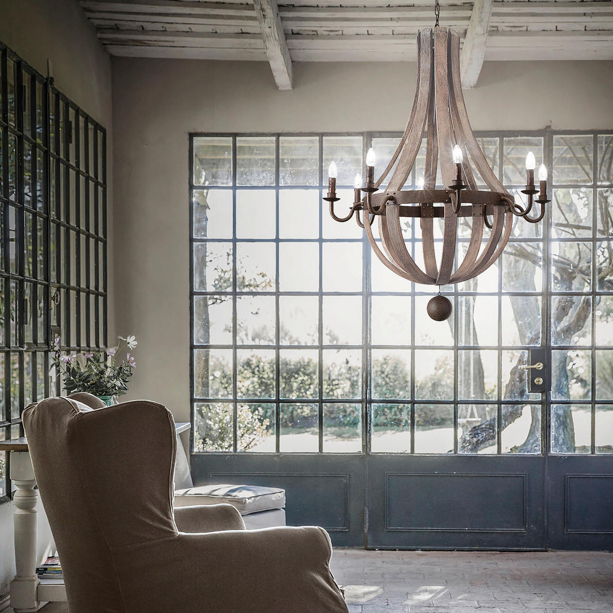 HÄNGELEUCHTE Millenium 92/139-200 cm   - Rostfarben/Braun, KONVENTIONELL, Holz/Metall (92/139-200cm) - Ideal Lux