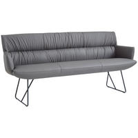 SITZBANK 200/89/66 cm Echtleder Anthrazit, Schwarz  - Anthrazit/Schwarz, Design, Leder/Metall (200/89/66cm) - Dieter Knoll