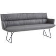 SITZBANK 200/89/66 cm Echtleder Anthrazit, Schwarz  - Anthrazit/Schwarz, Design, Leder/Metall (200/89/66cm) - Dieter Knoll