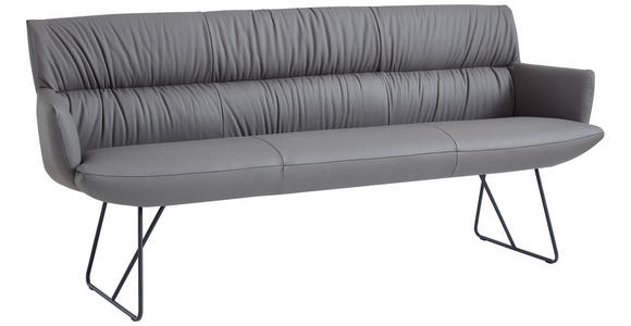 SITZBANK 200/89/66 cm Echtleder Anthrazit, Schwarz  - Anthrazit/Schwarz, Design, Leder/Metall (200/89/66cm) - Dieter Knoll