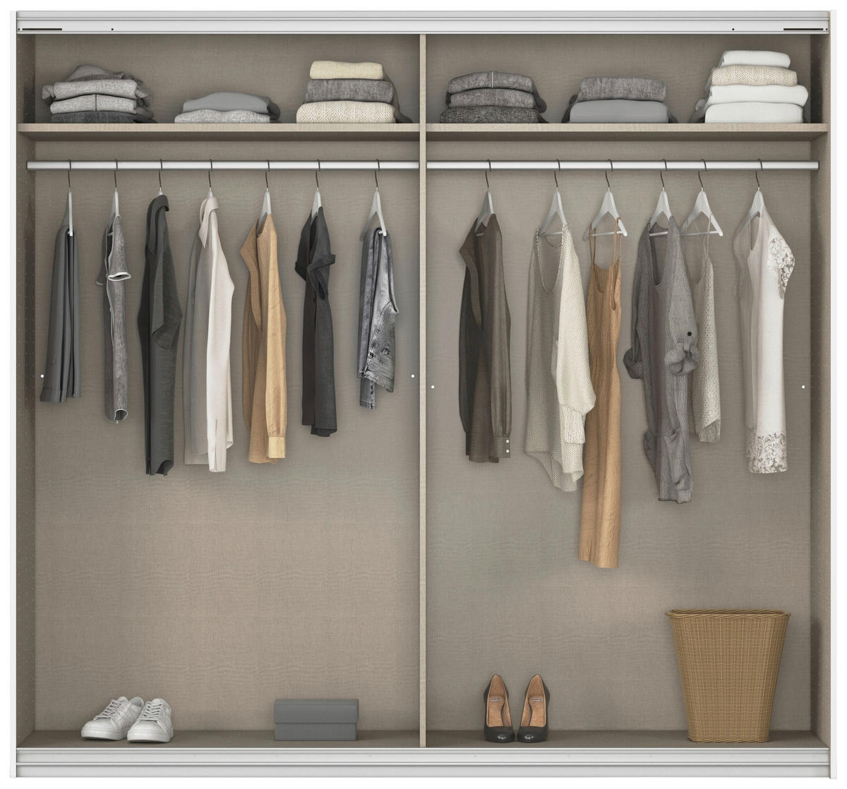SCHWEBETÜRENSCHRANK 226/210/62 cm 2 Tür(en)-türig Weiß  - Alufarben/Weiß, KONVENTIONELL, Holzwerkstoff/Kunststoff (226/210/62cm) - home24