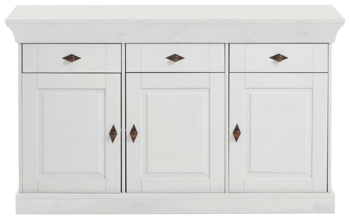 SIDEBOARD  in 143/85/45 cm  - Weiß/Kupferfarben, ROMANTIK / LANDHAUS, Holz/Metall (143/85/45cm) - Boxxx