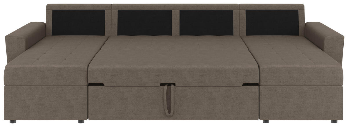 WOHNLANDSCHAFT TERMOLI Taupe Jacquard  - Taupe/Schwarz, Design, Kunststoff/Textil (155/296/155cm) - MID.YOU