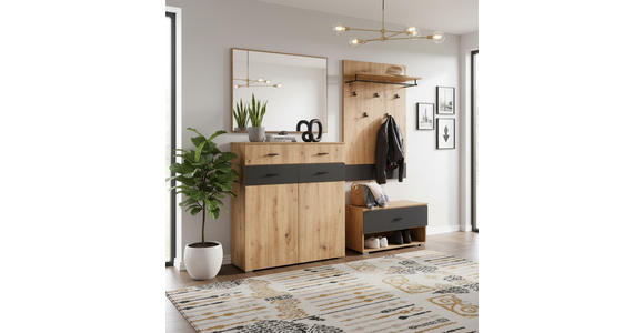 GARDEROBE 4-teilig  in 165/198/38 cm  - Anthrazit/Eiche Artisan, KONVENTIONELL, Holzwerkstoff (165/198/38cm) - Carryhome