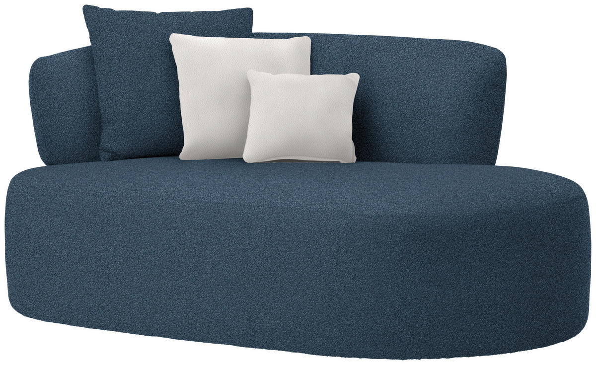 RÉCAMIERE in Plüsch Creme, Dunkelblau  - Creme/Schwarz, MODERN, Kunststoff/Textil (166/86/105cm) - Hom`in