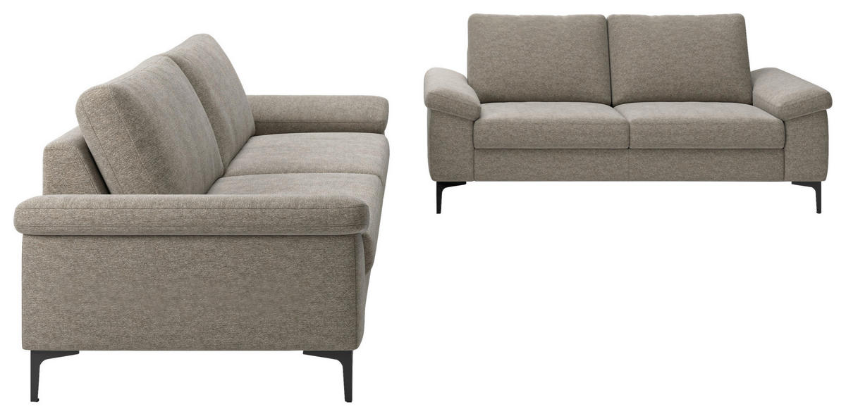 3-SITZER-SOFA Flachgewebe Taupe  - Taupe/Schwarz, Design, Holzwerkstoff/Textil (226/89/97cm) - Pure Home Lifestyle