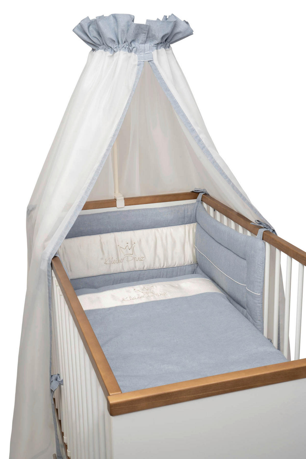 GITTERBETTSET Prinz & Prinzessin 2023  - Blau, Basics, Textil (100/135cm) - Bebe's Collection
