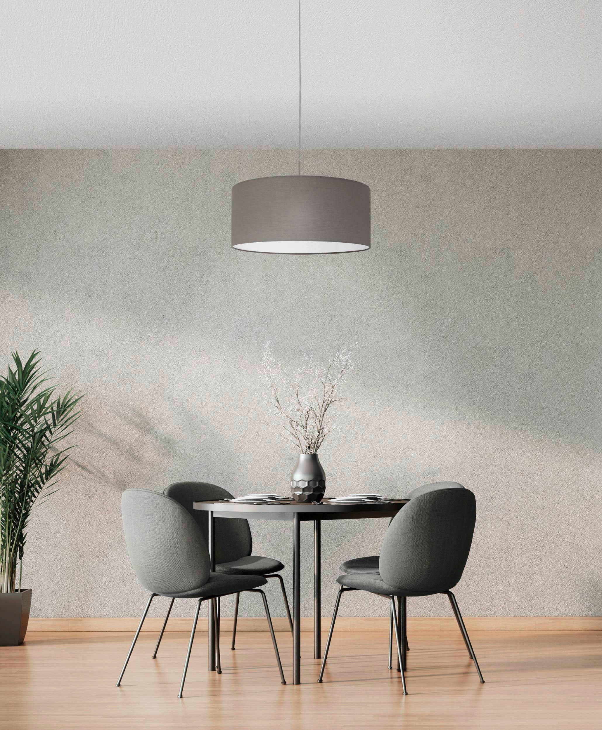HÄNGLAMPA 53/110 cm  - brun/nickelfärgad, Klassisk, metall/textil (53/110cm) - Eglo