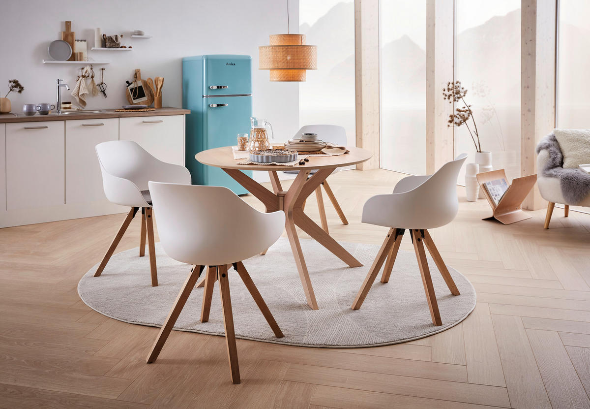JEDILNA MIZA, furnirano, masivno hrast barve hrasta  - barve hrasta, Konvencionalno, les (105/75cm) - MID.YOU