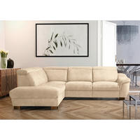 ECKSOFA TREND in Mikrofaser Beige Bettkasten, Relaxfunktion, Kopfteilverstellung  238/276 cm  - Wengefarben/Beige, Design, Holz/Textil (238/276cm) - Livetastic