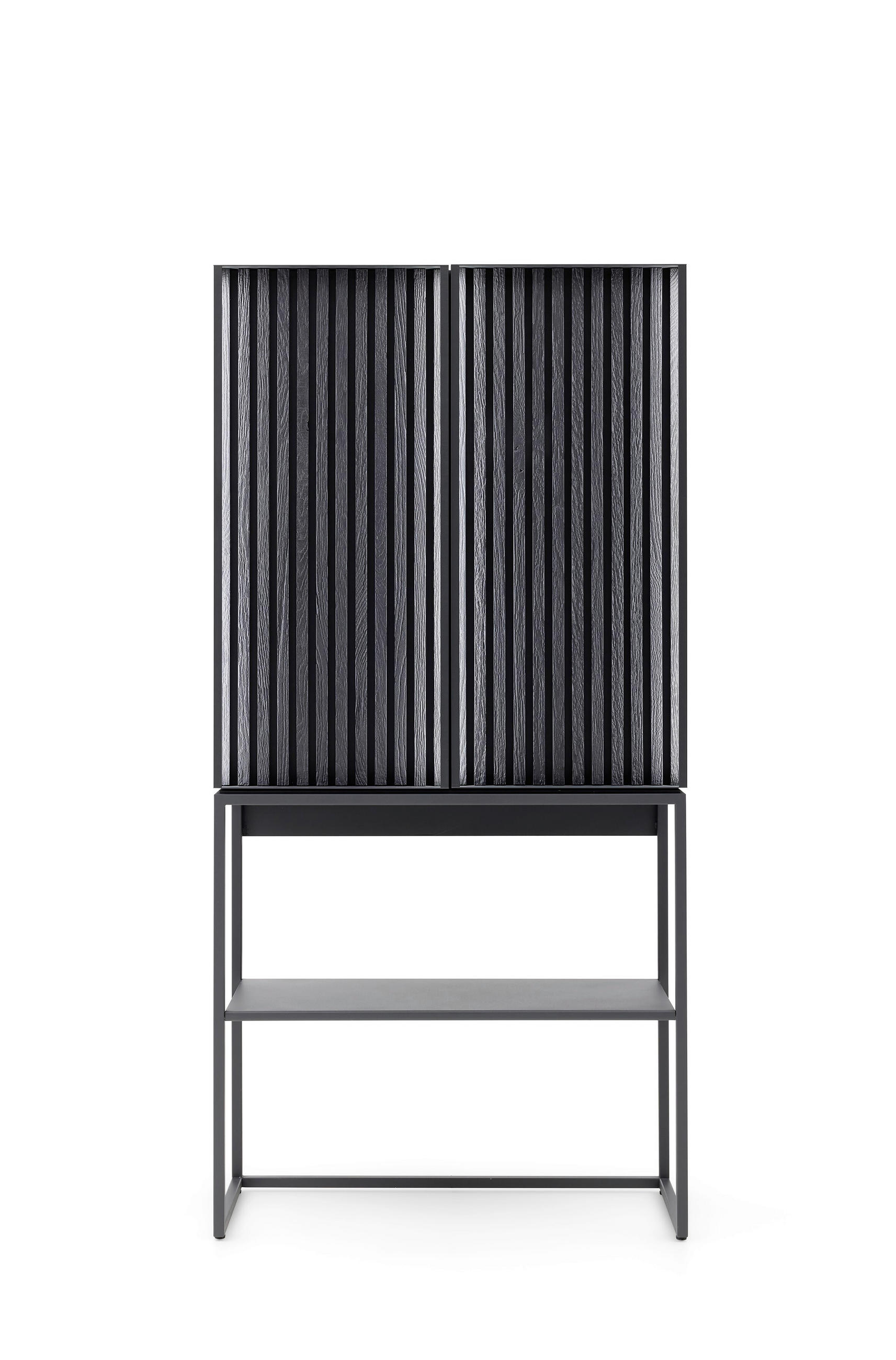 BARSCHRANK Kerneiche massiv Anthrazit  - Anthrazit, Design, Glas/Holz (86/178/39cm) - Musterring