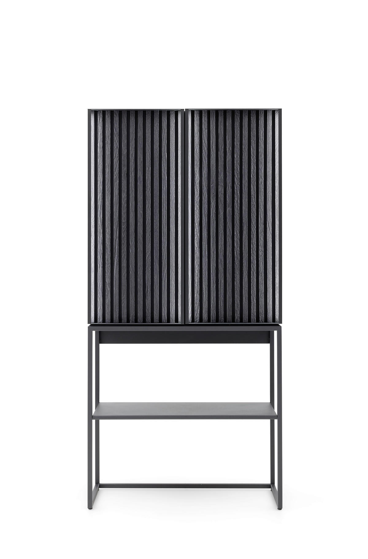 BARSCHRANK Kerneiche massiv Anthrazit  - Anthrazit, Design, Glas/Holz (86/178/39cm) - Musterring