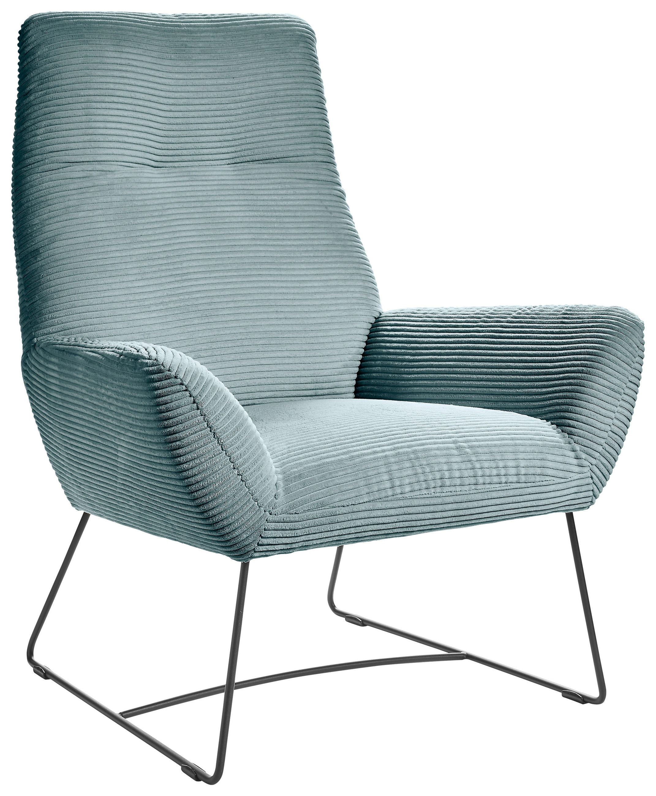 SESSEL in Cord Hellblau  - Schwarz/Hellblau, Design, Textil/Metall (82/102/81cm) - Hom`in