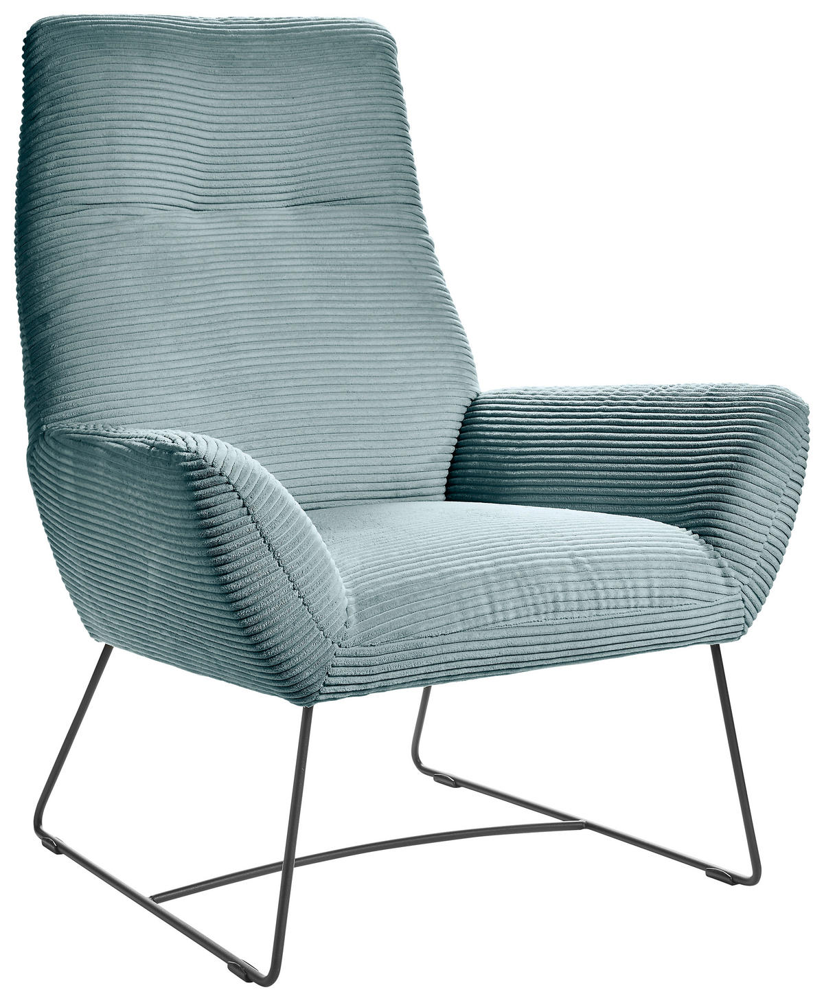 SESSEL in Cord Hellblau  - Schwarz/Hellblau, Design, Textil/Metall (82/102/81cm) - Hom`in
