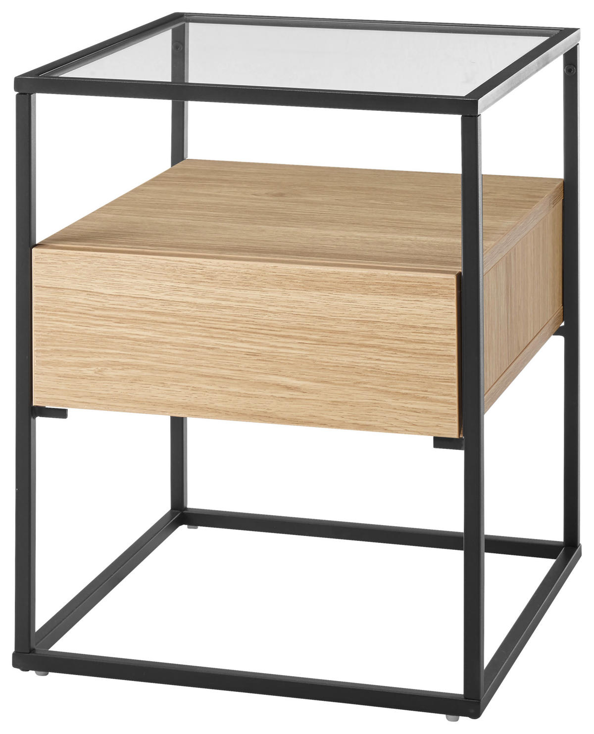 ODKLÁDACÍ STOLEK, černá, barvy dubu - černá/barvy dubu, kov/kompozitní dřevo (43/43/54cm) - Xora