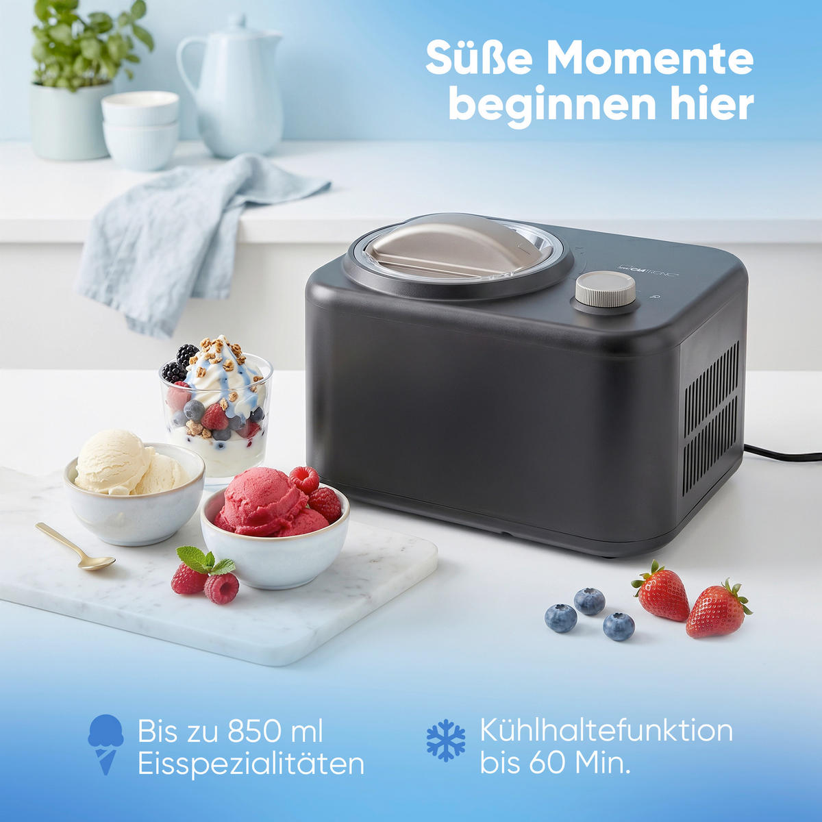 EISMASCHINE  - Schwarz, Trend, Kunststoff (31,5/21,0/23,5cm) - Clatronic