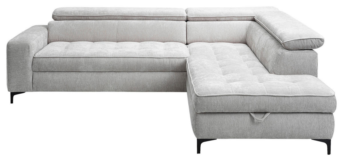 SOFFA i chenille ljusgrå  - ljusgrå/svart, Design, metall/textil (251/70-90/203cm) - Carryhome