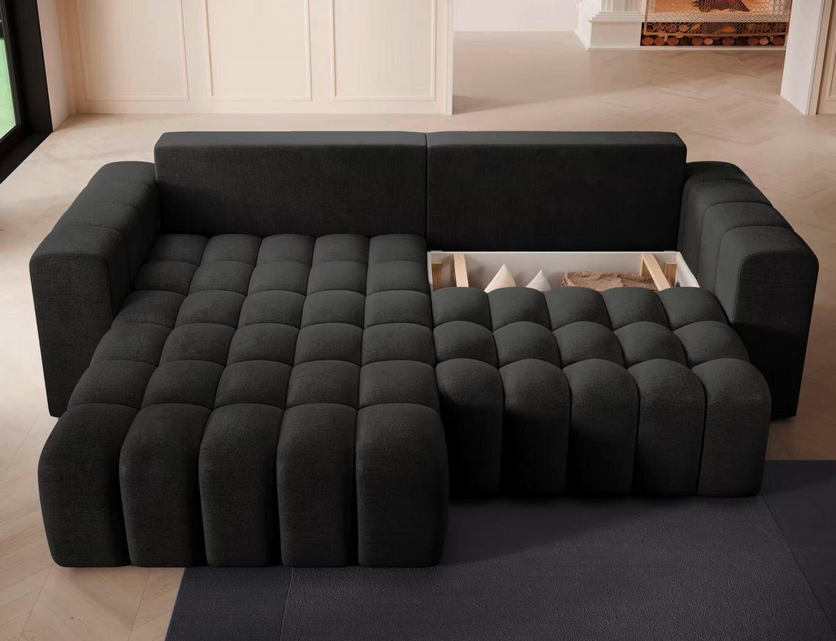 ECKSOFA  Anthrazit Samt  - Anthrazit/Schwarz, Design, Kunststoff/Textil (175/250cm) - MID.YOU