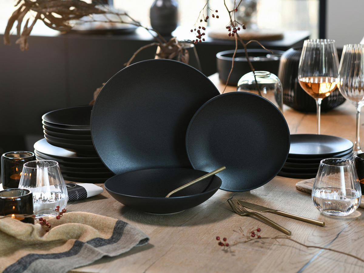 TAFELSERVICE Soft Touch 18-teilig  - Schwarz, Basics, Keramik - Creatable
