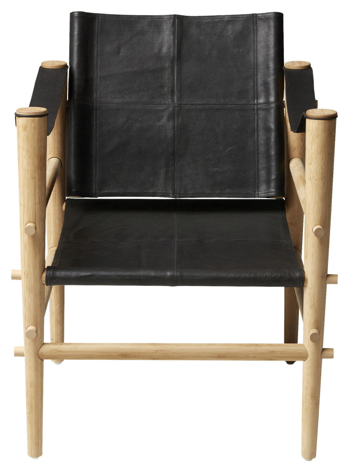 SESSEL in Echtleder Schwarz  - Schwarz/Naturfarben, ROMANTIK / LANDHAUS, Leder/Holz (59/79/61cm) - MID.YOU