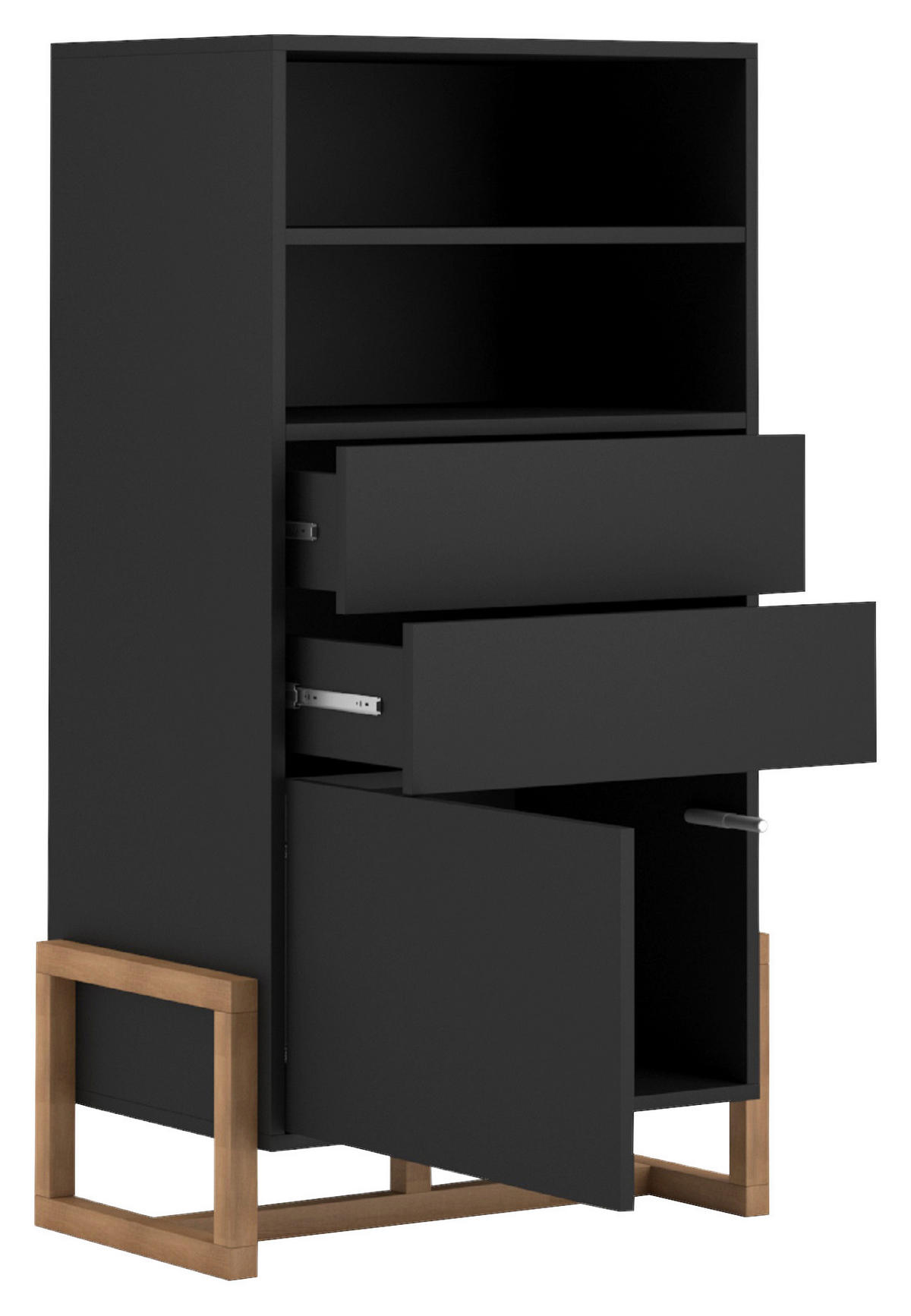 HIGHBOARD  in 63,4/115,7/42 cm  - Buchefarben/Schwarz, Design, Holz/Holzwerkstoff (63,4/115,7/42cm) - MID.YOU