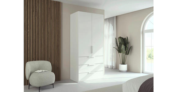 DREHTÜRENSCHRANK 101/223/61 cm,  in Weiß, 2-türig  - Weiß, Basics, Holzwerkstoff/Metall (101/223/61cm) - Novel